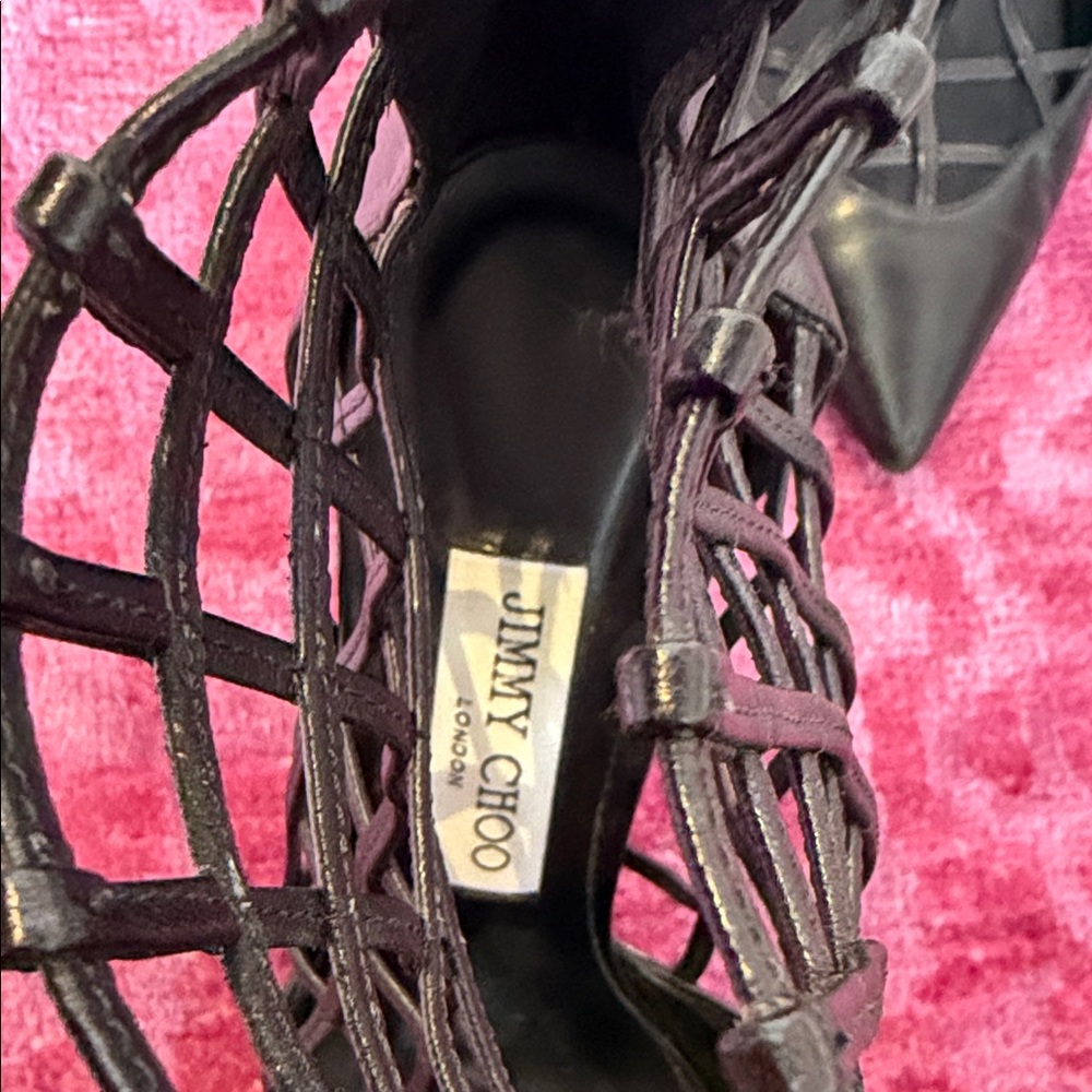 Jimmy Choo Black Cage Heels - Picture 2 of 9